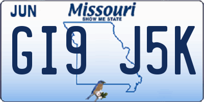 MO license plate GI9J5K