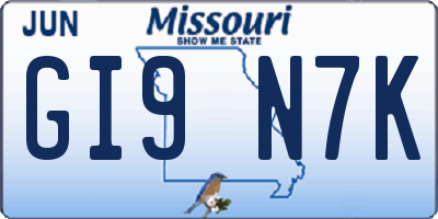 MO license plate GI9N7K