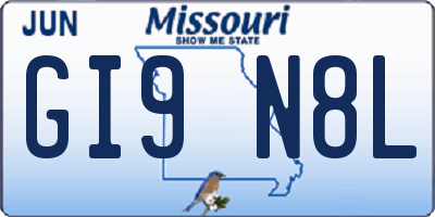 MO license plate GI9N8L