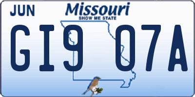 MO license plate GI9O7A