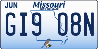 MO license plate GI9O8N