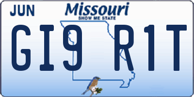 MO license plate GI9R1T