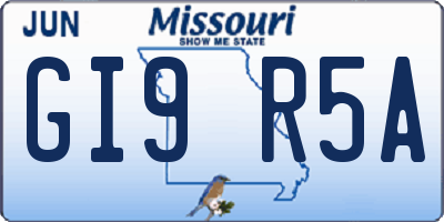 MO license plate GI9R5A