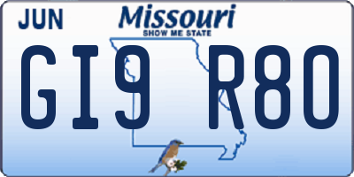 MO license plate GI9R8O