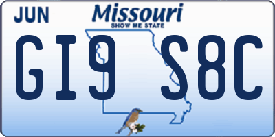 MO license plate GI9S8C