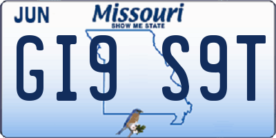 MO license plate GI9S9T