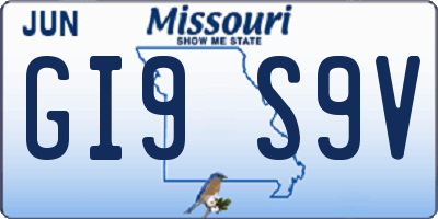 MO license plate GI9S9V