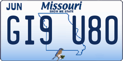 MO license plate GI9U8O