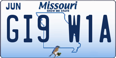 MO license plate GI9W1A