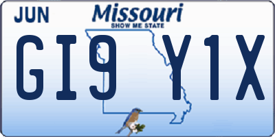 MO license plate GI9Y1X