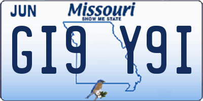 MO license plate GI9Y9I
