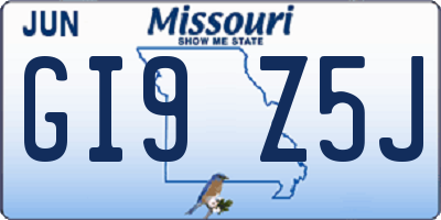 MO license plate GI9Z5J