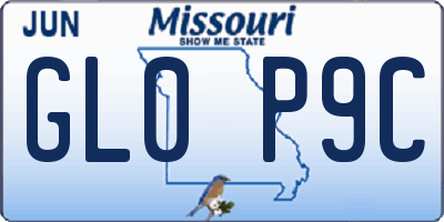 MO license plate GL0P9C