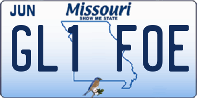 MO license plate GL1F0E