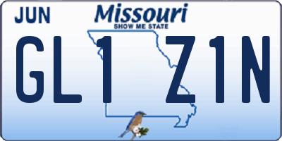 MO license plate GL1Z1N
