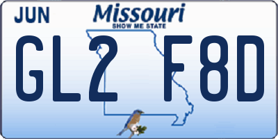MO license plate GL2F8D