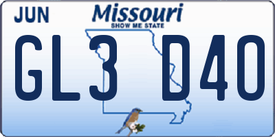 MO license plate GL3D4O