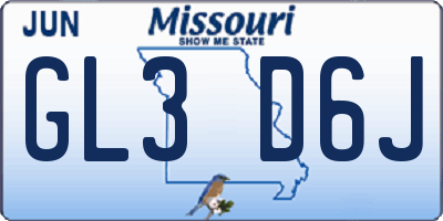 MO license plate GL3D6J