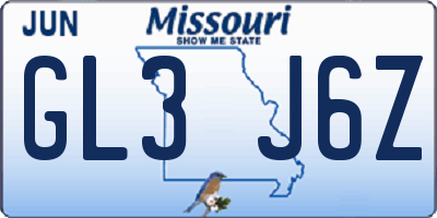 MO license plate GL3J6Z