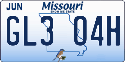 MO license plate GL3O4H