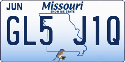 MO license plate GL5J1Q