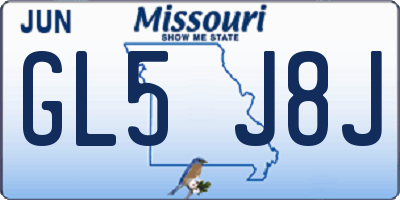 MO license plate GL5J8J