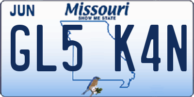 MO license plate GL5K4N