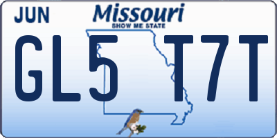 MO license plate GL5T7T