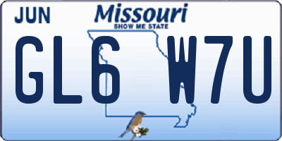 MO license plate GL6W7U