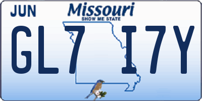 MO license plate GL7I7Y