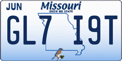 MO license plate GL7I9T