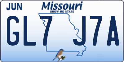 MO license plate GL7J7A