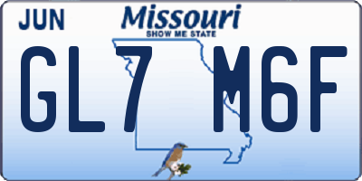 MO license plate GL7M6F