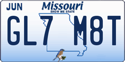 MO license plate GL7M8T