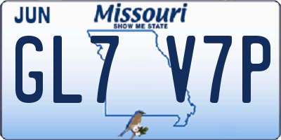 MO license plate GL7V7P