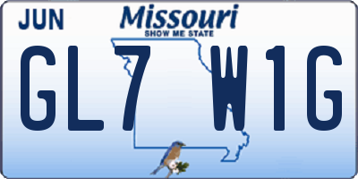 MO license plate GL7W1G