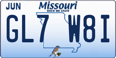 MO license plate GL7W8I