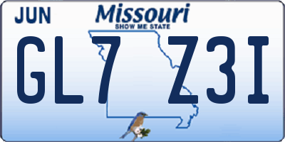 MO license plate GL7Z3I