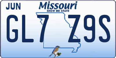 MO license plate GL7Z9S