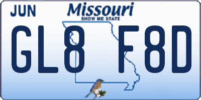MO license plate GL8F8D