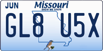 MO license plate GL8U5X