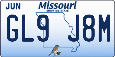 MO license plate GL9J8M