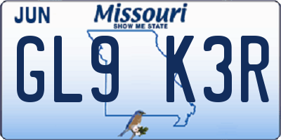 MO license plate GL9K3R
