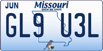 MO license plate GL9U3L