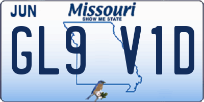 MO license plate GL9V1D