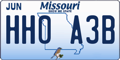 MO license plate HH0A3B