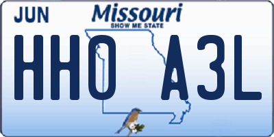 MO license plate HH0A3L