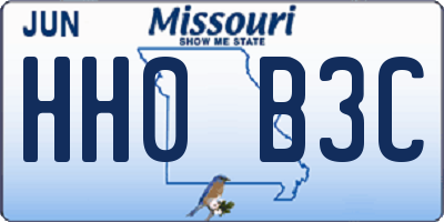 MO license plate HH0B3C