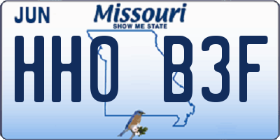 MO license plate HH0B3F