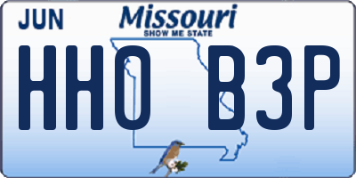 MO license plate HH0B3P